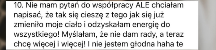 Wiadomość podopiecznej o zmianie ciała i odzyskaniu energii