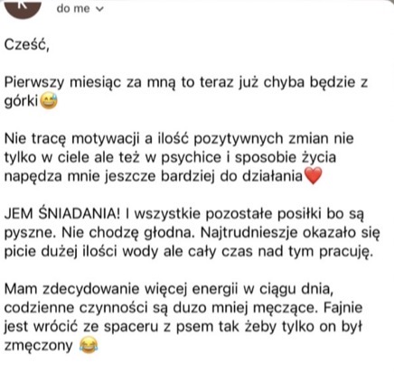 Wiadomość podopiecznej o zmianach w ciele, psychice i codziennym życiu